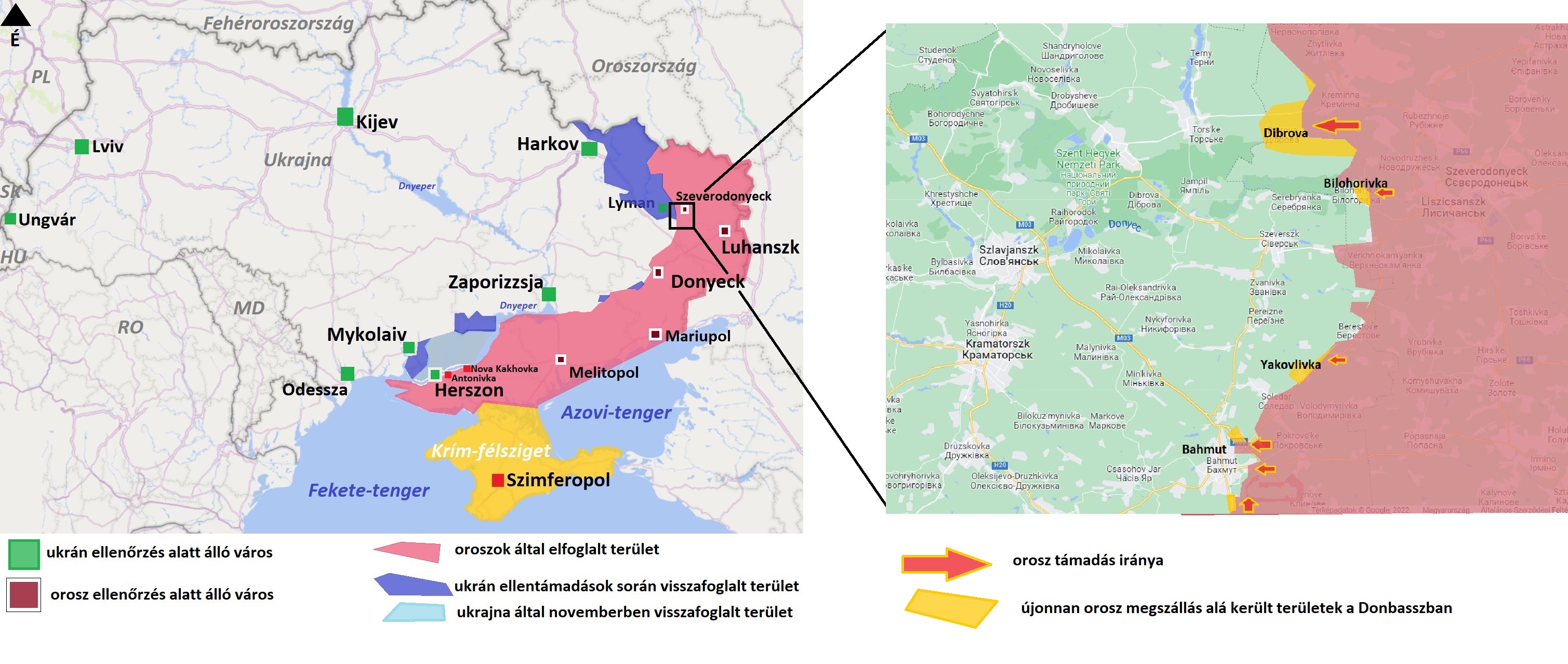 Térképen az orosz ukrán háború