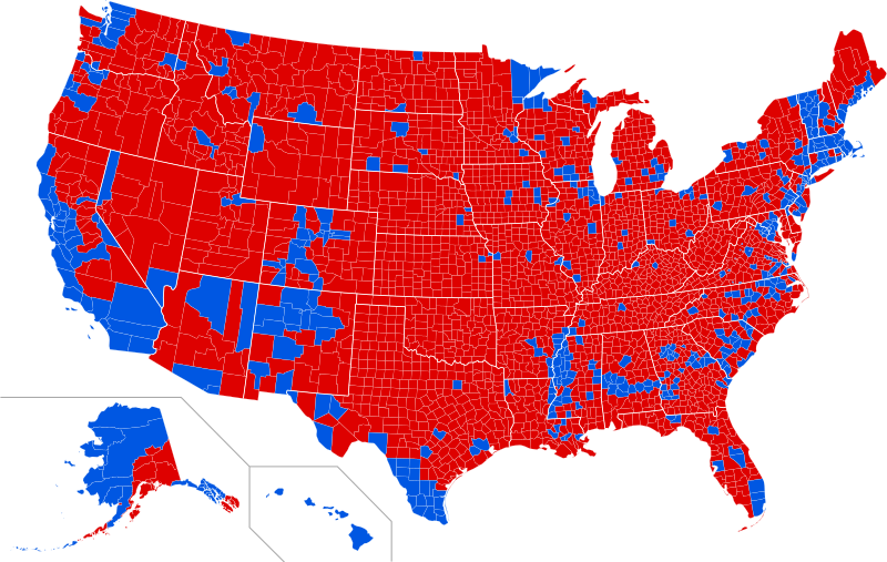 A 2016-os amerikai választások megyei szintű térképe