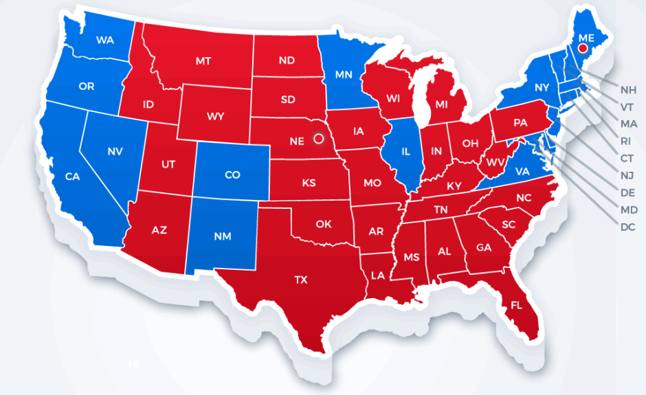 A 2016-os amerikai választások térképe