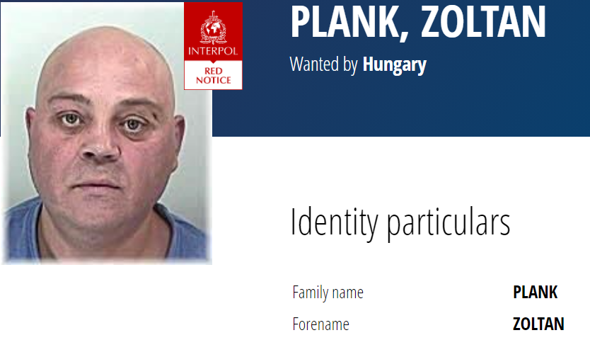 Plank Zoltán az Interpol körözési listáján