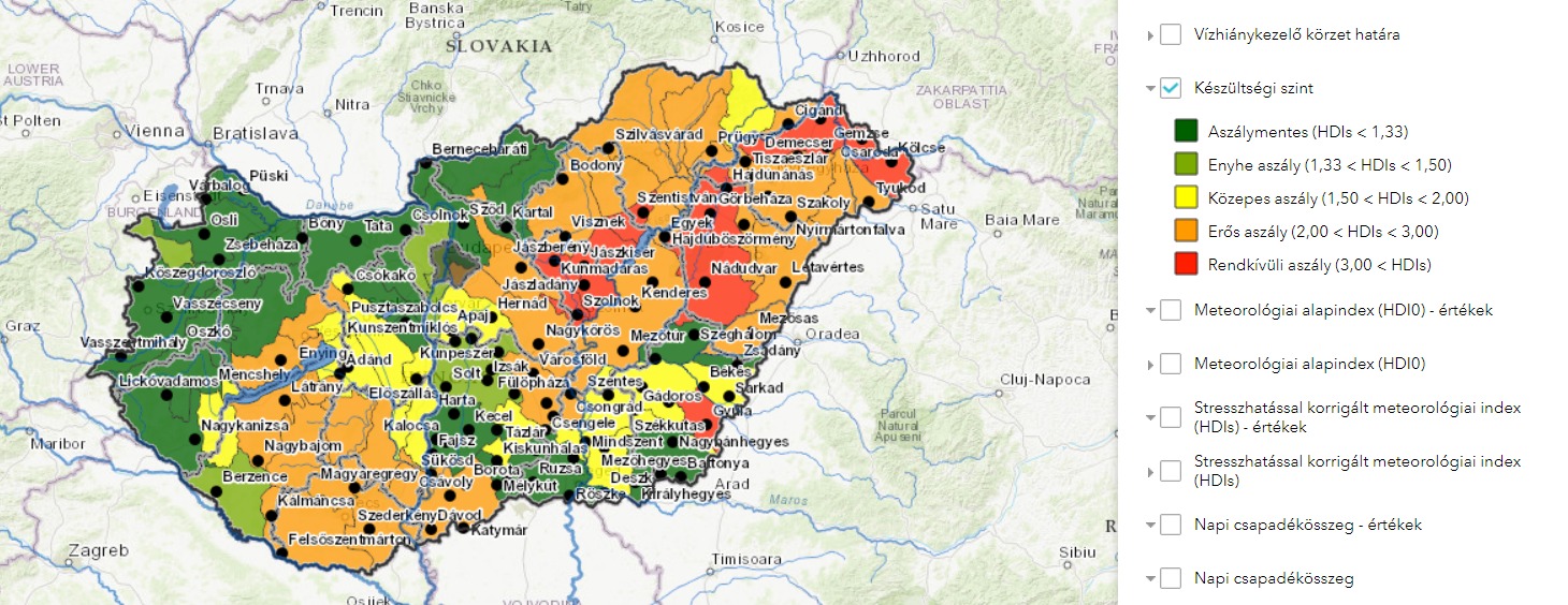 Magyarország aszálytérképe - augusztus 31-i állapot; Forrás: vizhiany.vizugy.hu