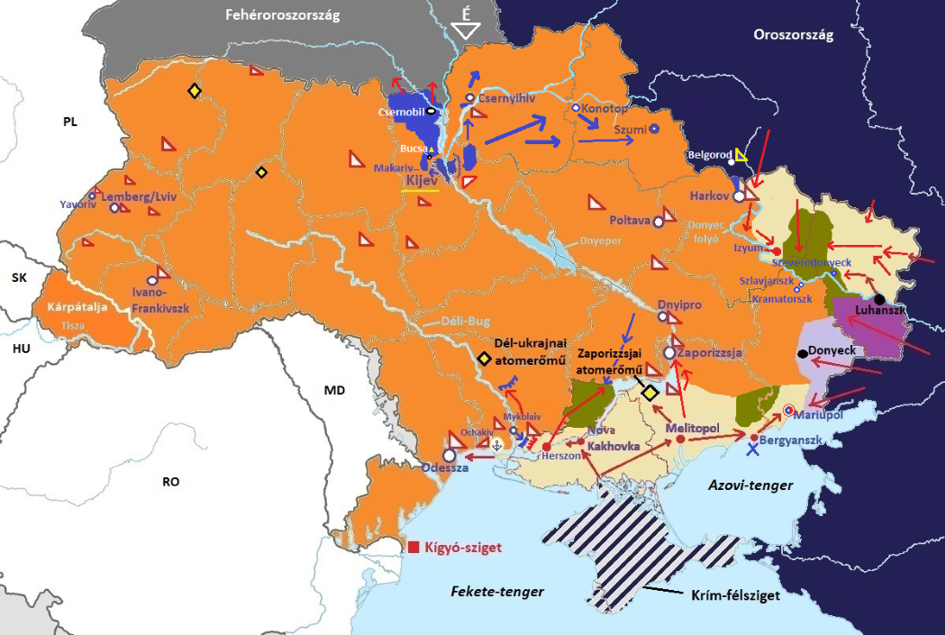 Térkép az orosz ukrán háború állásáról
